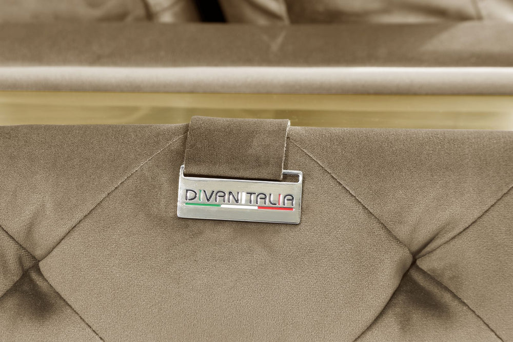 DivanItalia 1051 Loveseat in Velvet Fabric - Cream