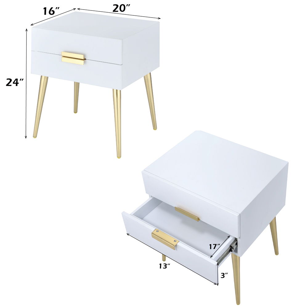 Denvor - End Table - White & Gold