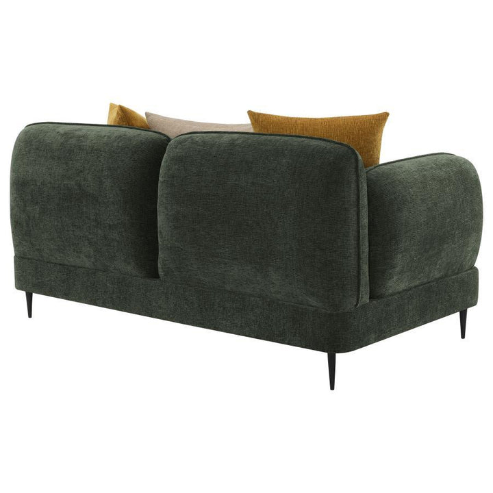 Jade - Chenille Upholstered Modern Track Arm Loveseat - Green