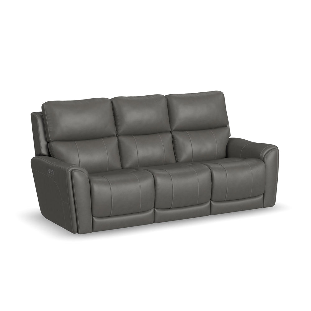 Carter Fabric Power Reclining Sofa with Console & Power Headrests & Lumbar in Smoke