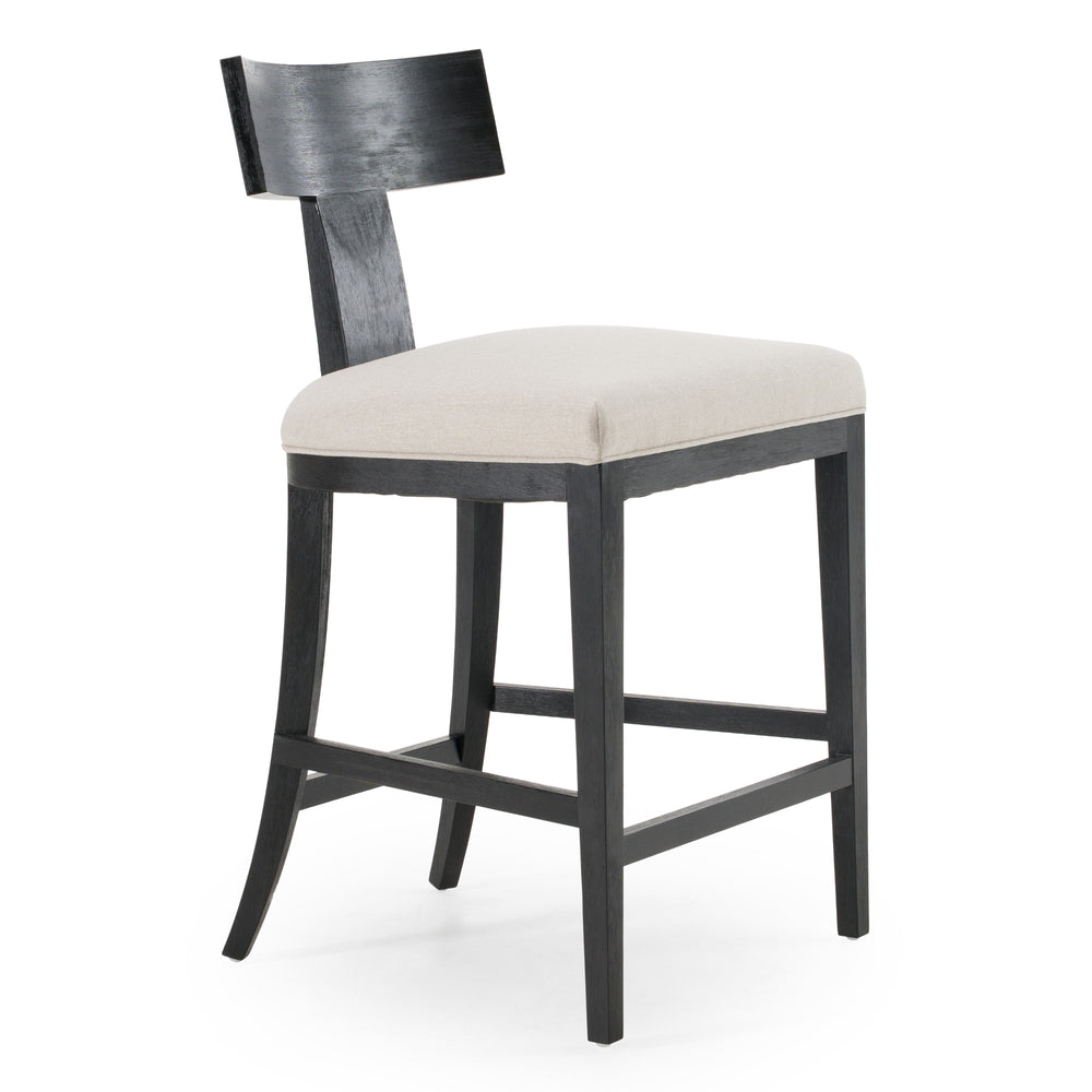 Fabien - Mid-Century Modern Beige Linen + Black Walnut Counter Chair