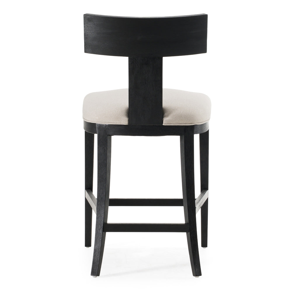 Fabien - Mid-Century Modern Beige Linen + Black Walnut Counter Chair - View 4