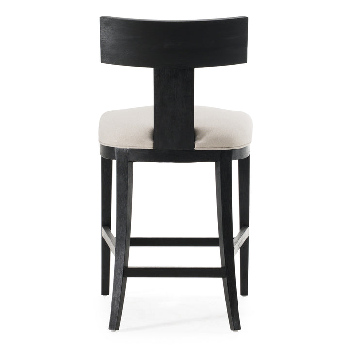 Fabien  Mid-Century Modern Beige Linen + Black Walnut Counter Chair