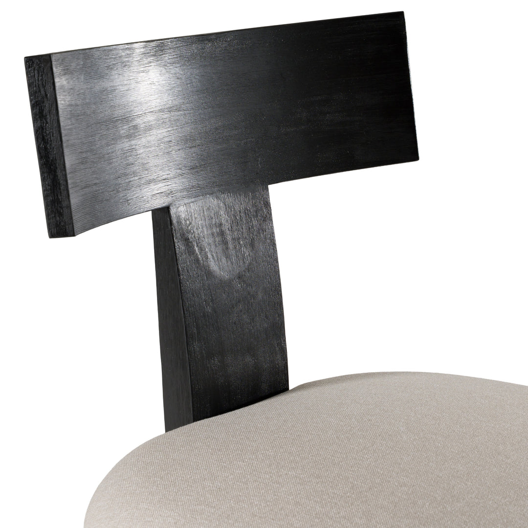 Fabien  Mid-Century Modern Beige Linen + Black Walnut Counter Chair