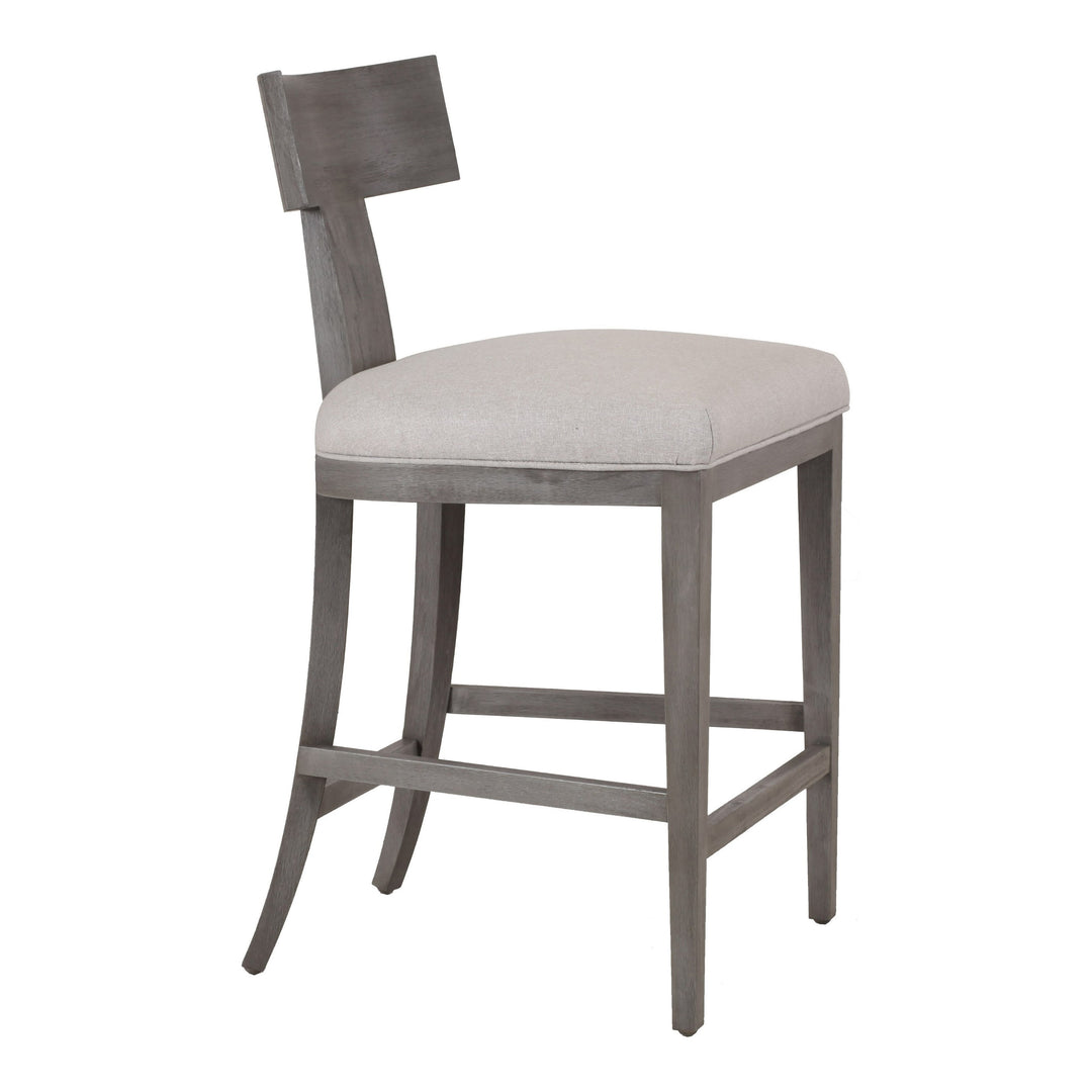 Fabien - Mid-Century Modern Beige Linen + Grey Wash Counter Chair