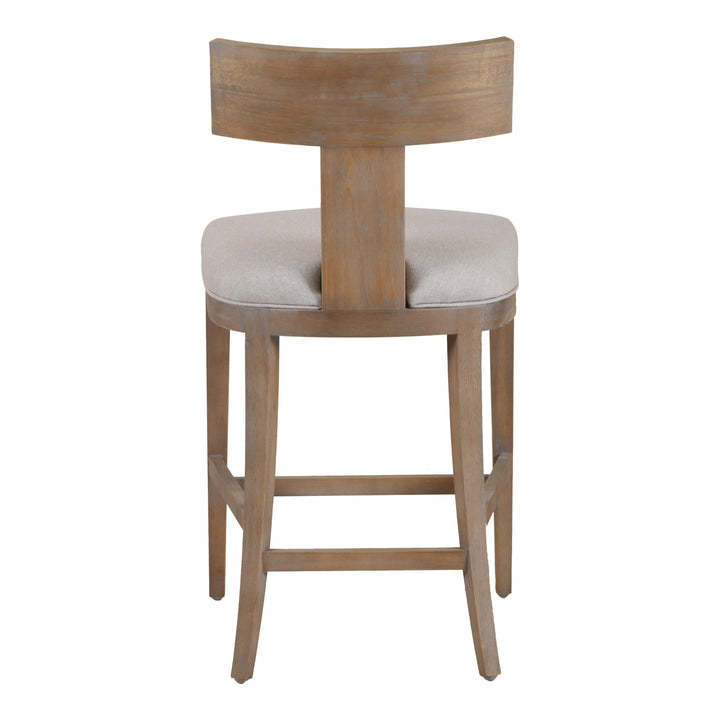Fabien - Mid-Century Modern Beige Linen + Wood Counter Chair