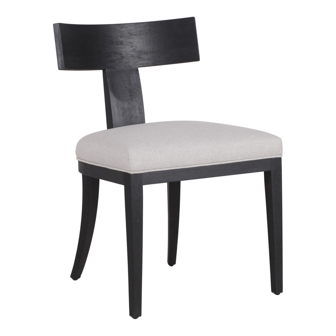 Fabien - Mid-Century Modern Beige Linen + Black Walnut Dining Chair (Set of 2)