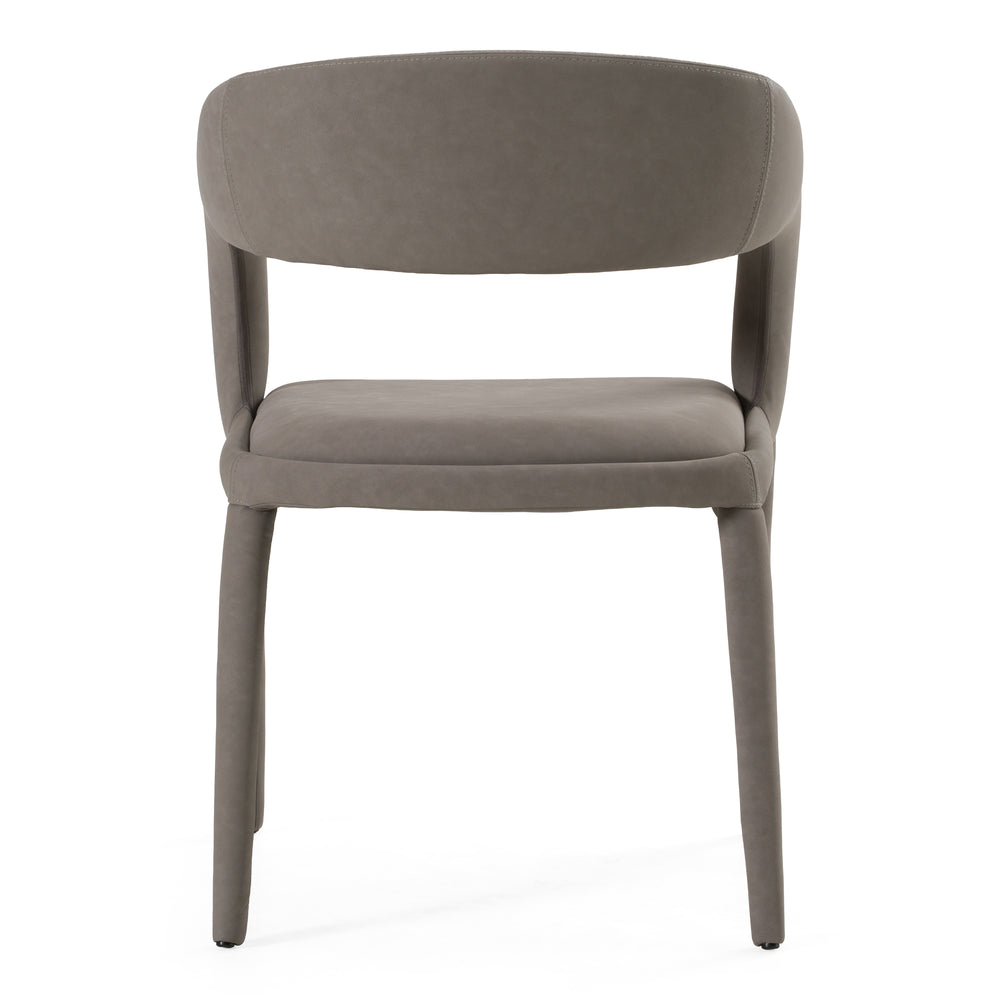 Faerron - Modern Grey Leatherette Dining Chair - View 2