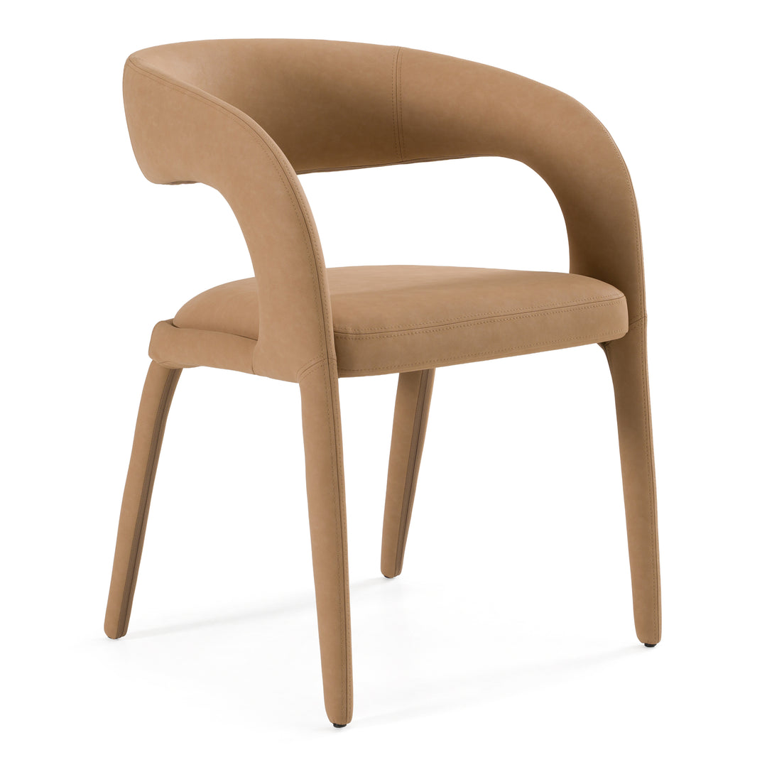 Faerron - Modern Tan Leatherette Dining Chair