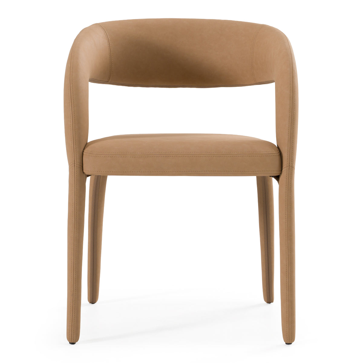 Faerron - Modern Tan Leatherette Dining Chair - View 2