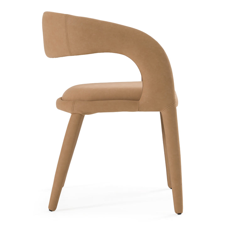 Faerron - Modern Tan Leatherette Dining Chair