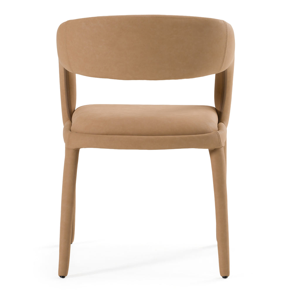 Faerron - Modern Tan Leatherette Dining Chair - View 5