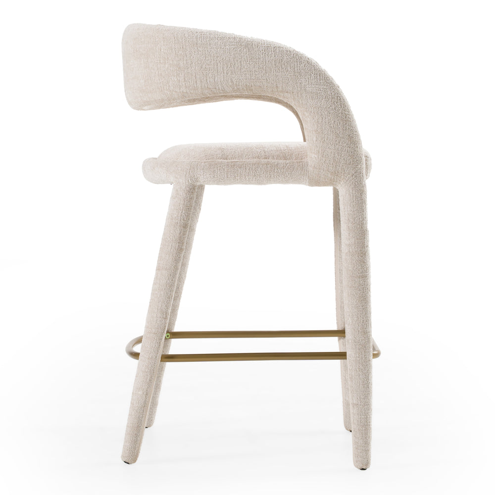 Faerron - Modern Light Grey Fabric Counter Chair - View 2