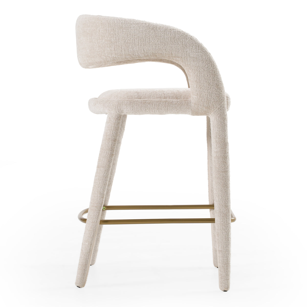 Faerron - Modern Light Grey Fabric Counter Chair - View 2