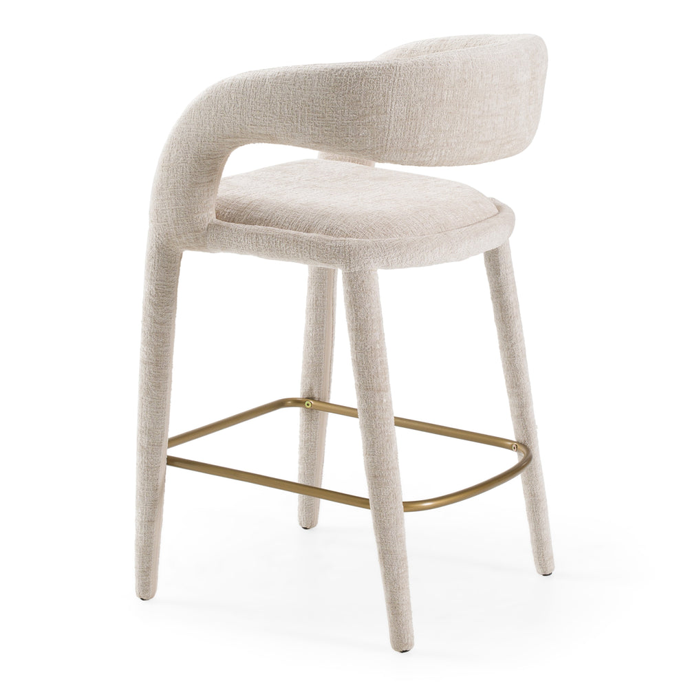 Faerron - Modern Light Grey Fabric Counter Chair - View 6