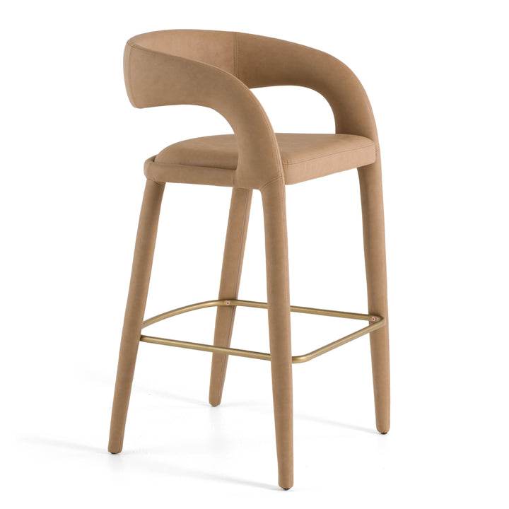 Faerron - Modern Tan Leatherette Bar Chair