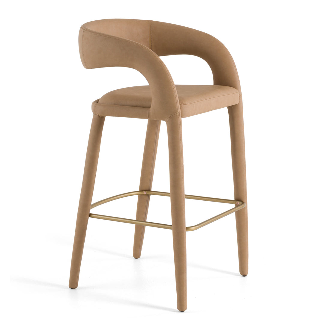 Faerron - Modern Tan Leatherette Bar Chair