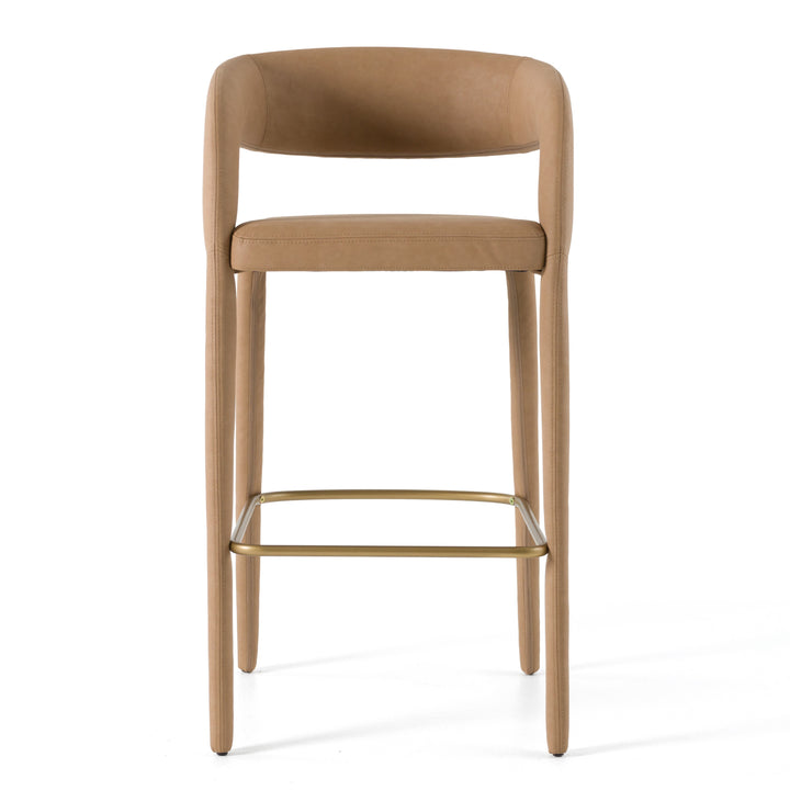 Faerron - Modern Tan Leatherette Bar Chair