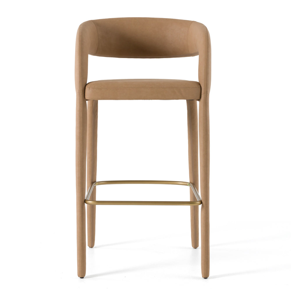 Faerron - Modern Tan Leatherette Bar Chair - View 2