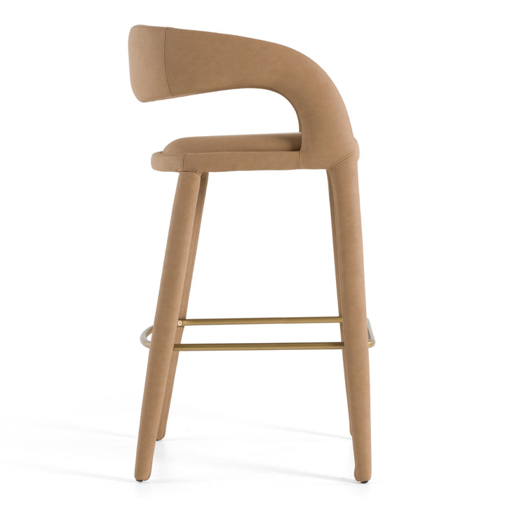 Faerron - Modern Tan Leatherette Bar Chair