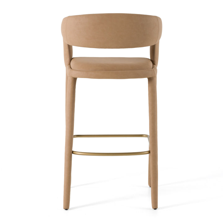 Faerron - Modern Tan Leatherette Bar Chair