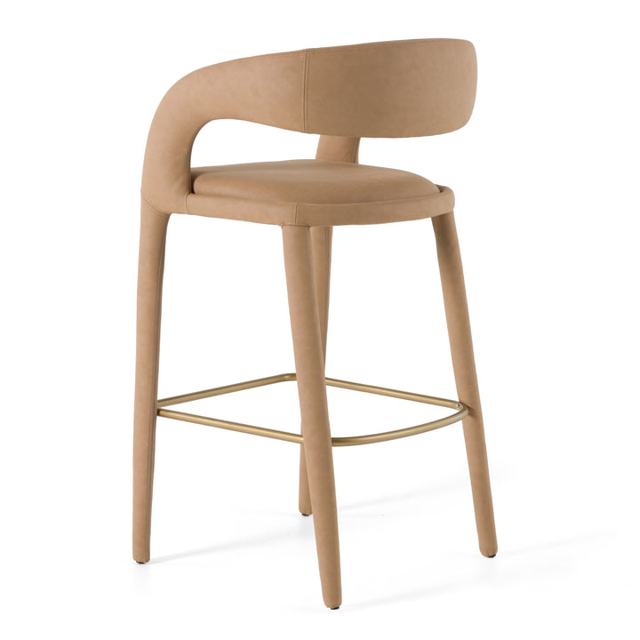 Faerron - Modern Tan Leatherette Bar Chair