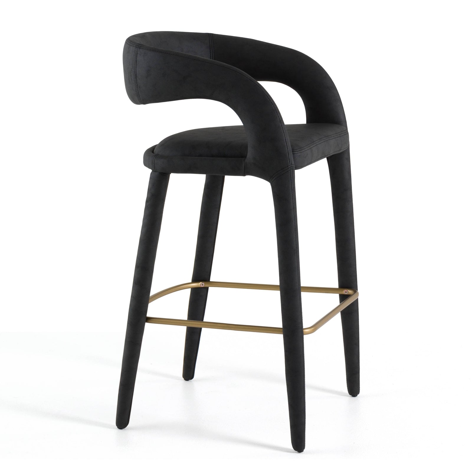 Faerron - Modern Black Leatherette Bar Chair