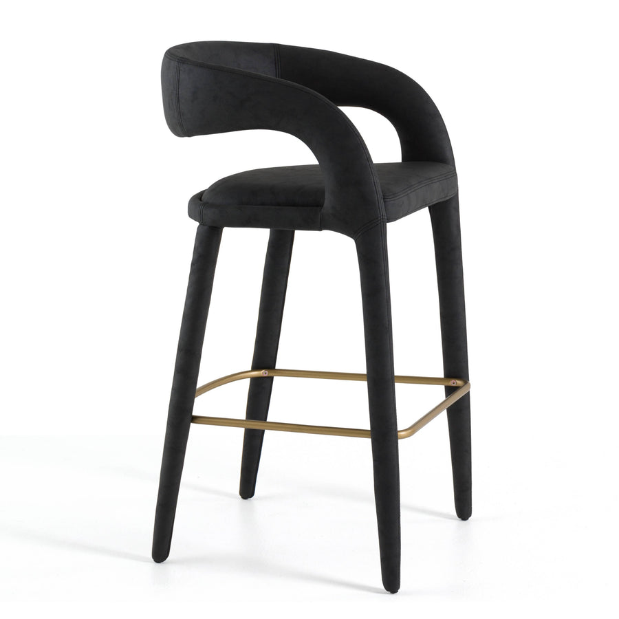 Faerron - Modern Black Leatherette Bar Chair