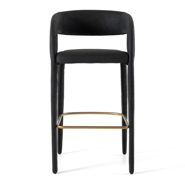Faerron - Modern Black Leatherette Bar Chair