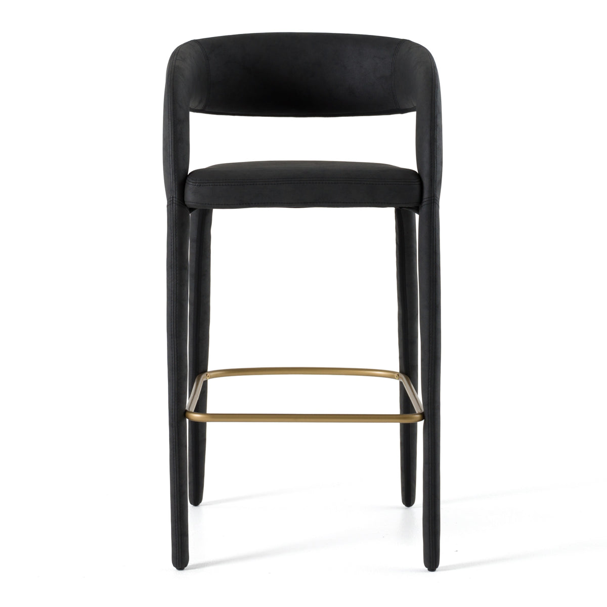 Faerron - Modern Black Leatherette Bar Chair - View 2