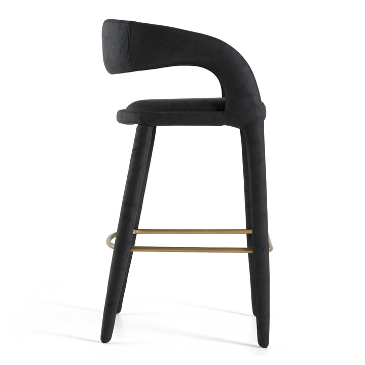 Faerron - Modern Black Leatherette Bar Chair