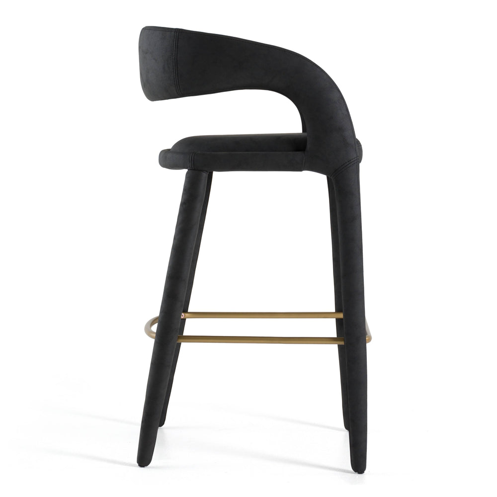 Faerron - Modern Black Leatherette Bar Chair - View 3