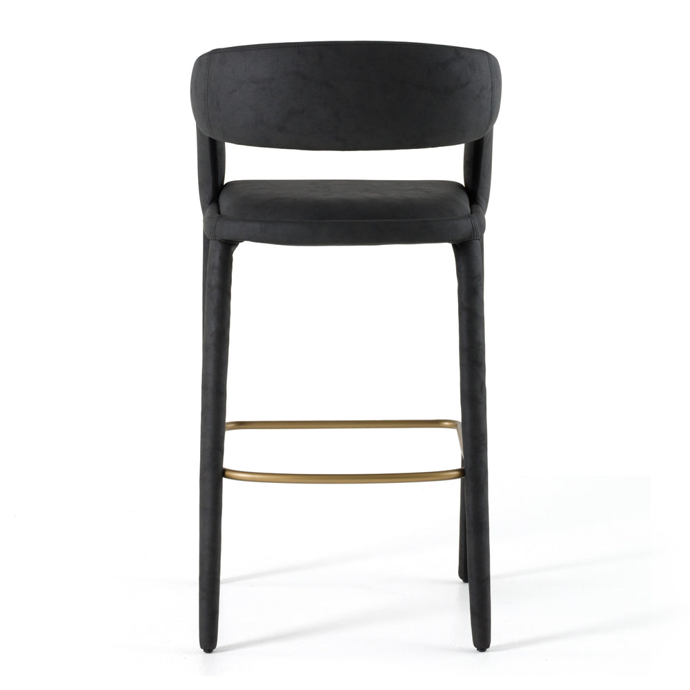 Faerron - Modern Black Leatherette Bar Chair - View 4