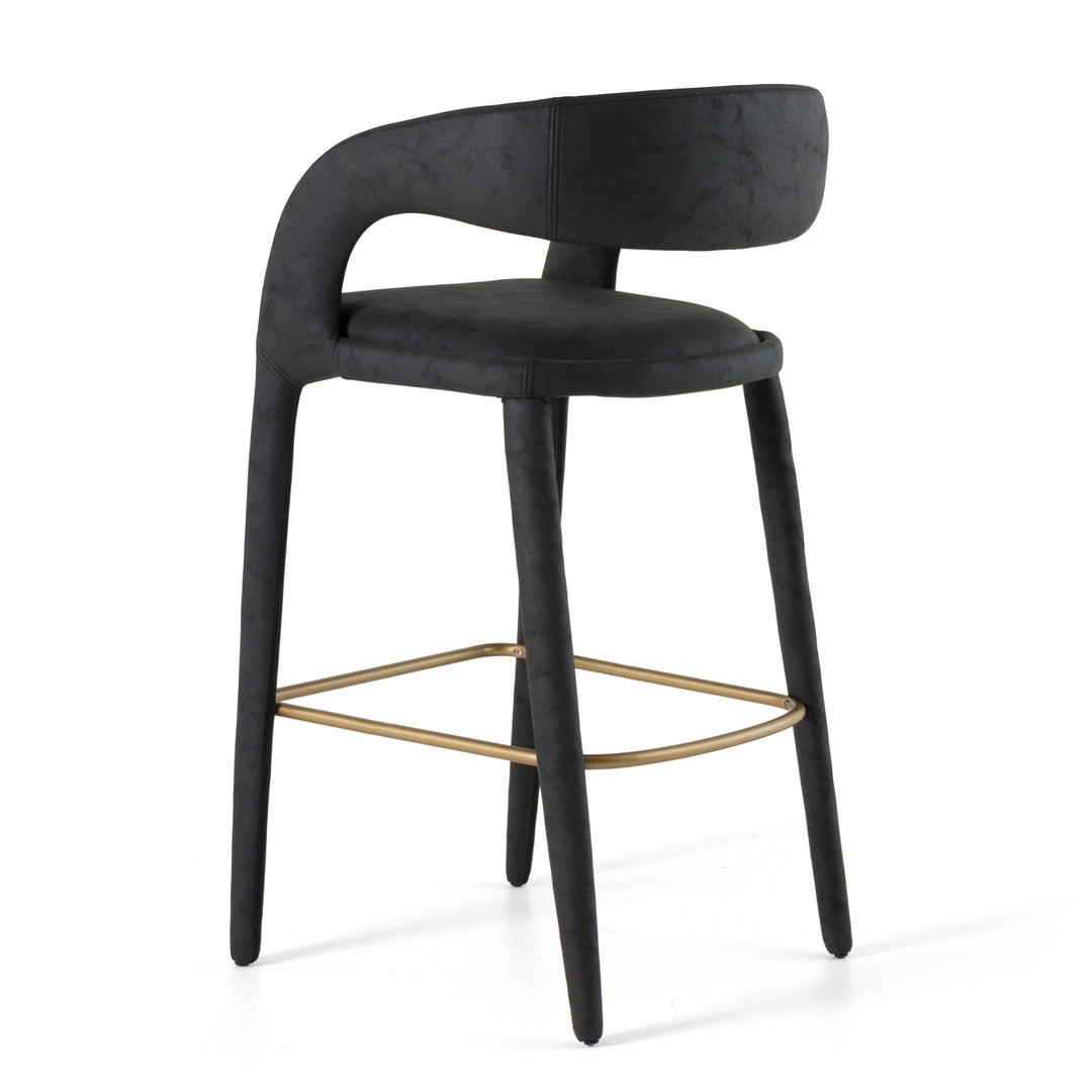 Faerron - Modern Black Leatherette Bar Chair