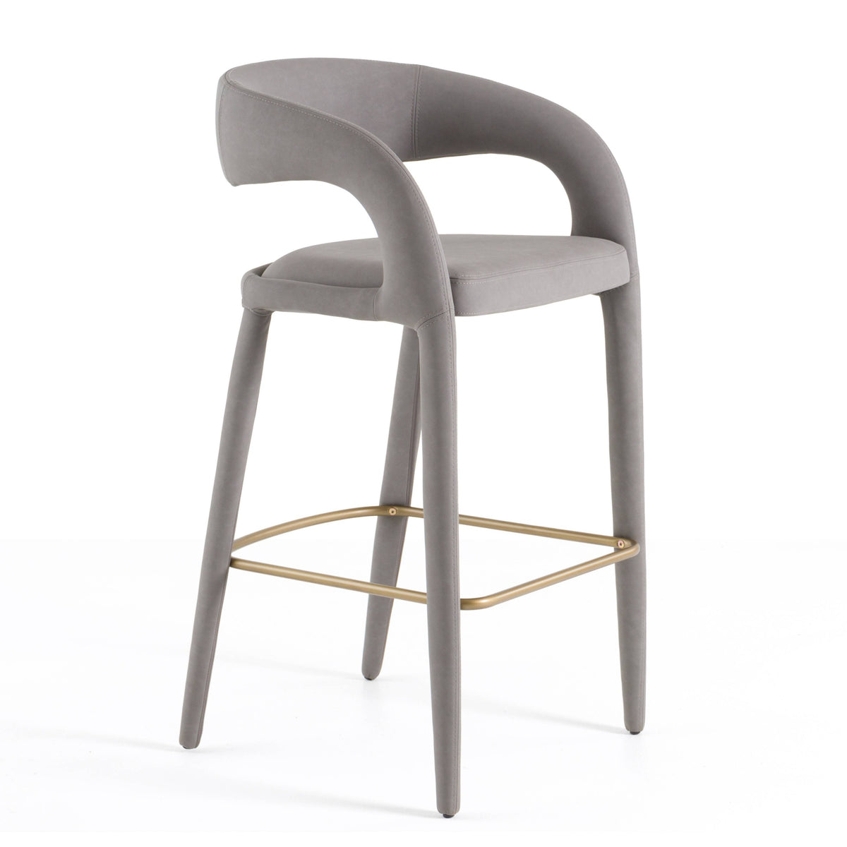 Faerron - Modern Grey Leatherette Bar Chair