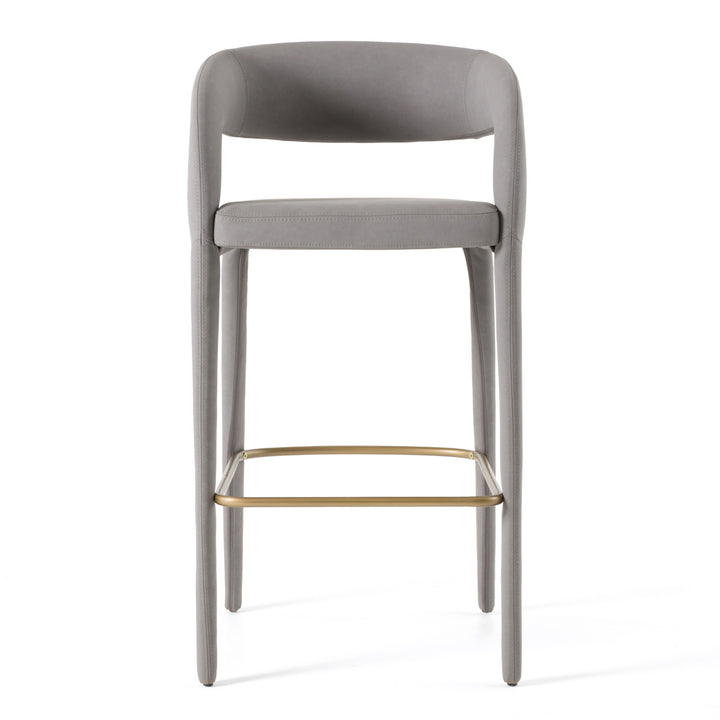 Faerron - Modern Grey Leatherette Bar Chair