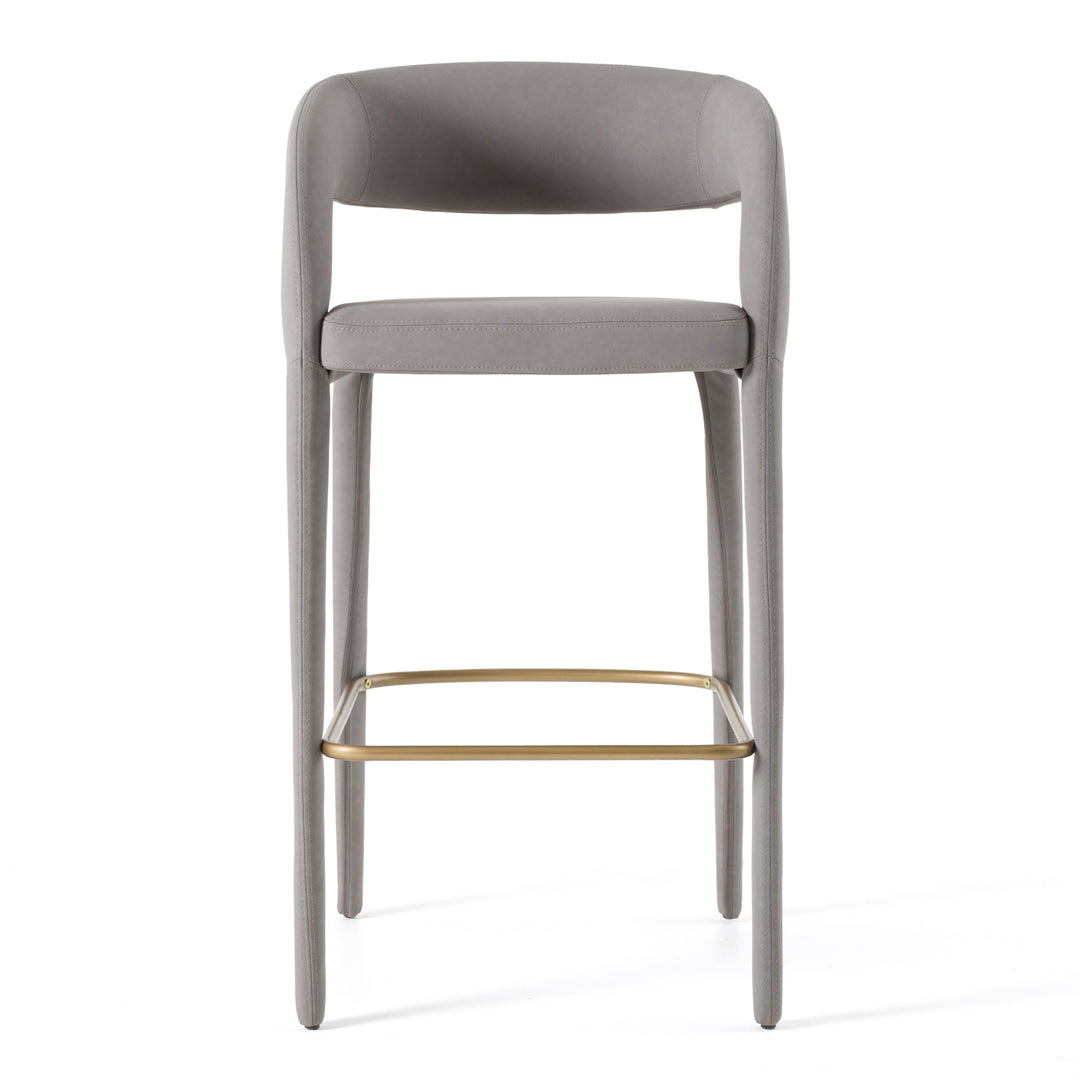 Faerron - Modern Grey Leatherette Bar Chair