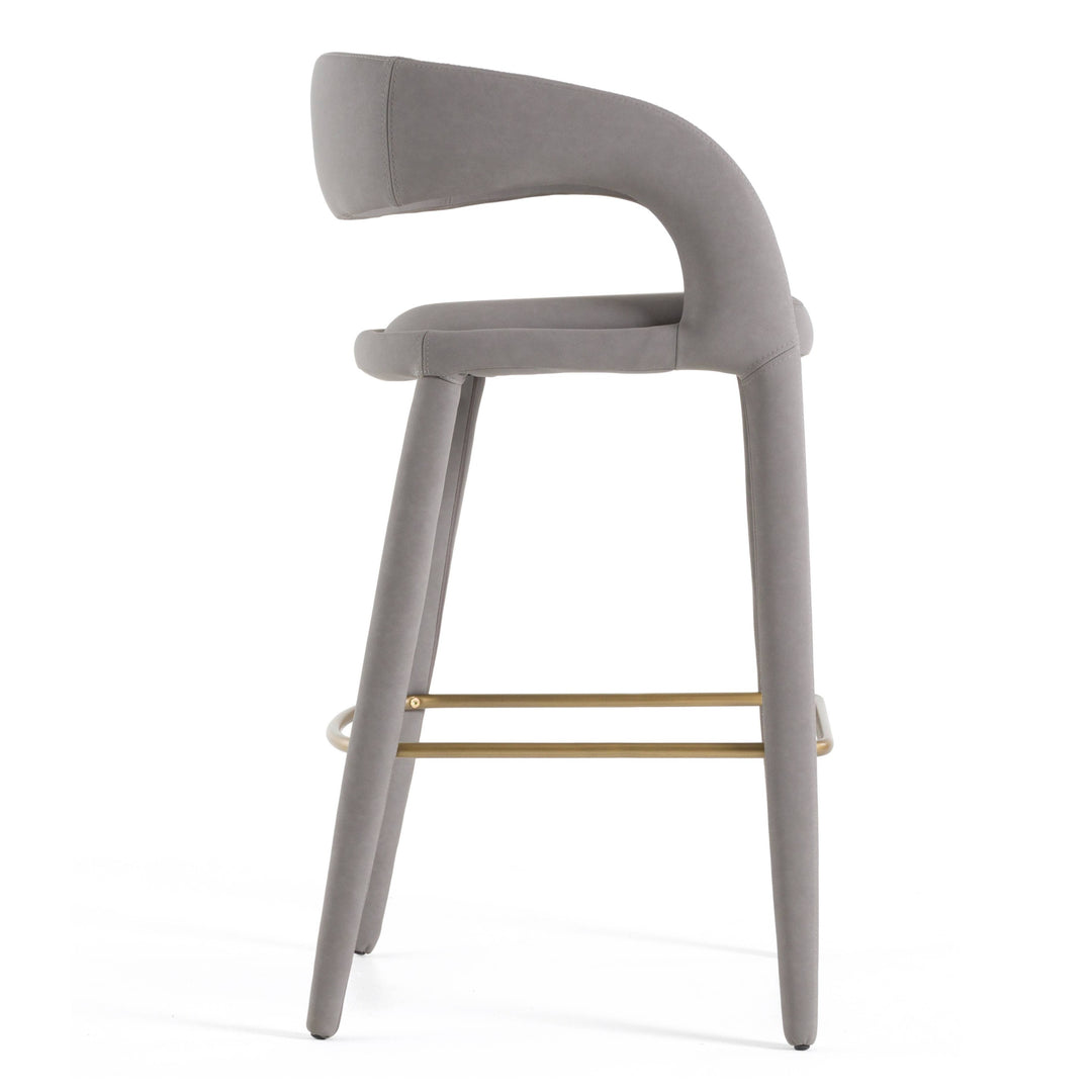 Faerron - Modern Grey Leatherette Bar Chair