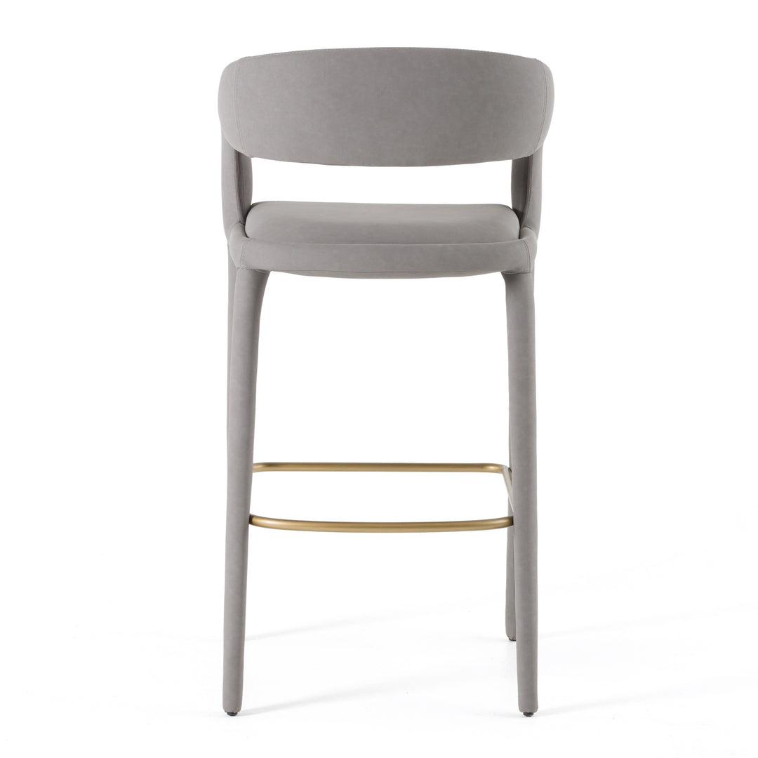 Faerron - Modern Grey Leatherette Bar Chair