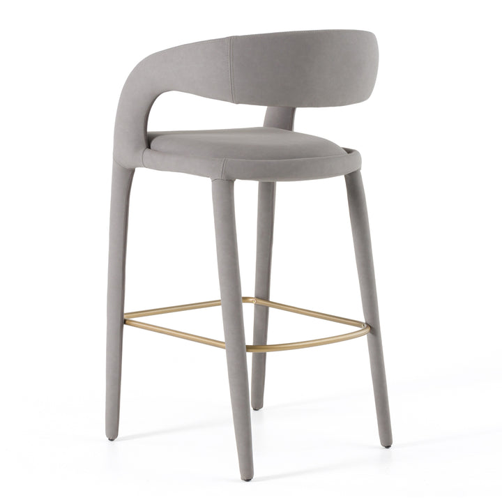Faerron - Modern Grey Leatherette Bar Chair