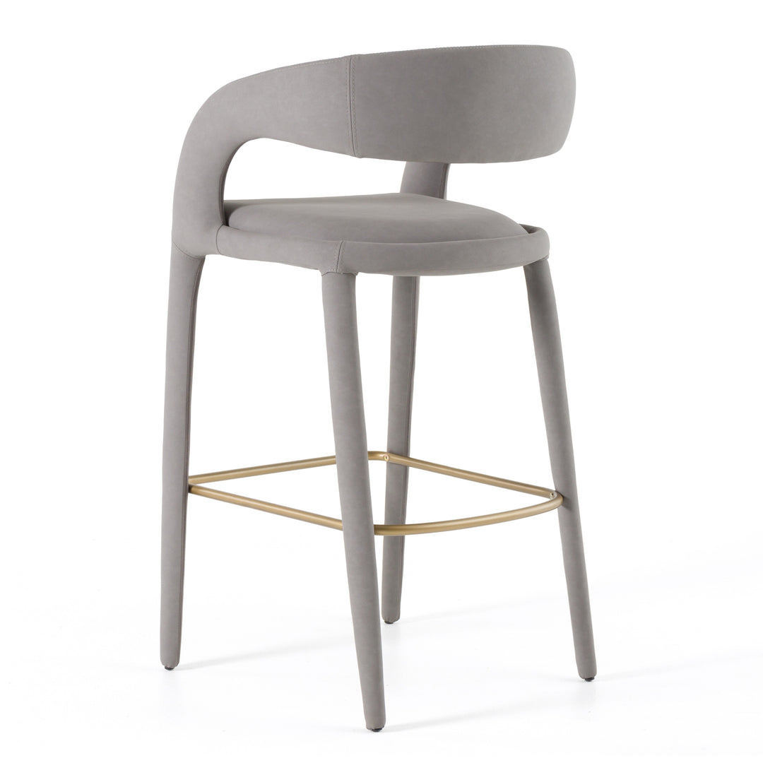 Faerron - Modern Grey Leatherette Bar Chair