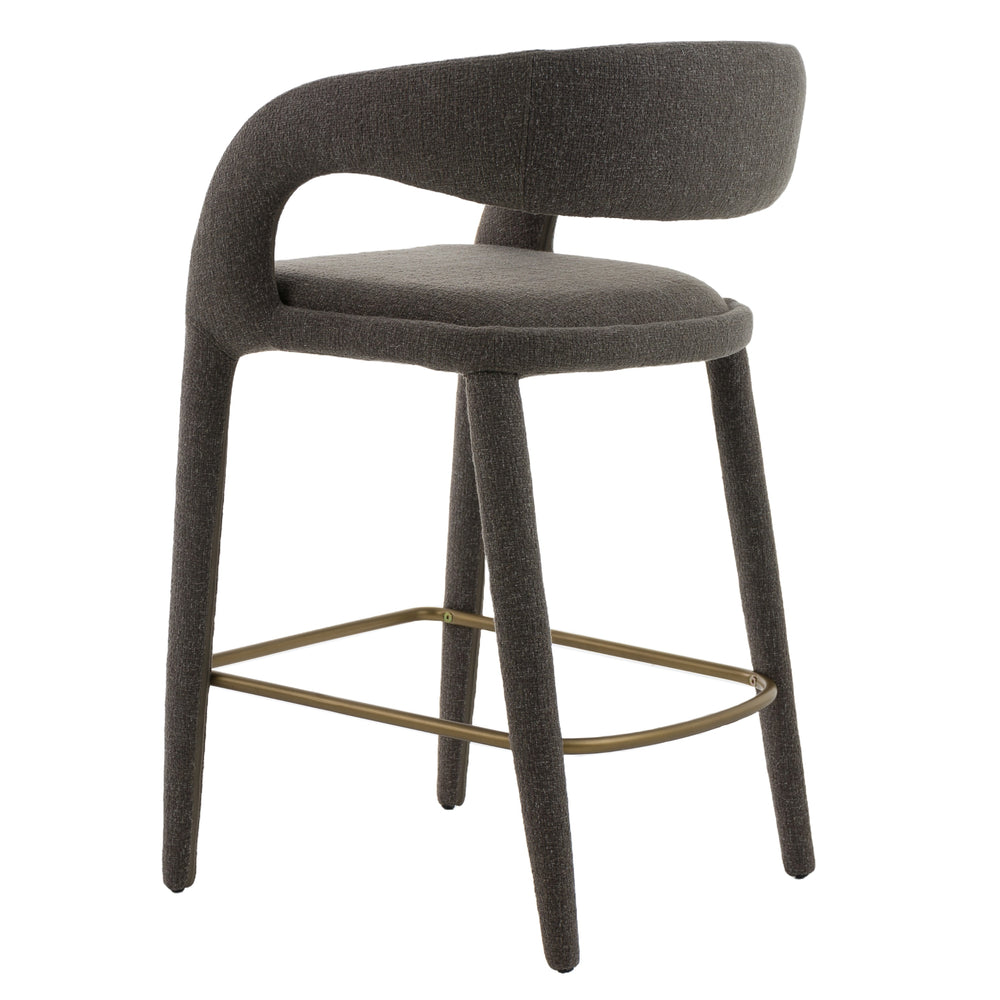 Faerron - Modern Grey Fabric Counter Chair - View 3