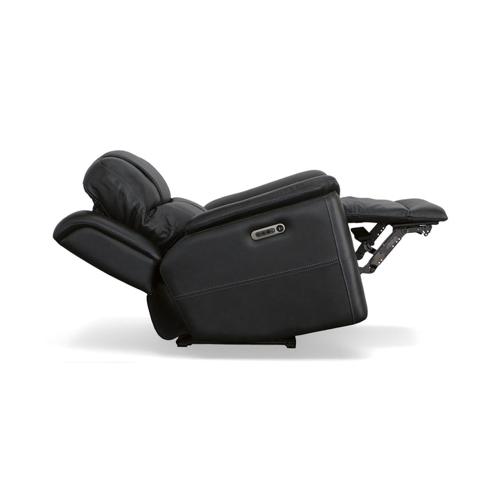 Crew Leather Power Recliner with Power Headrest &amp; Lumbar in Raven