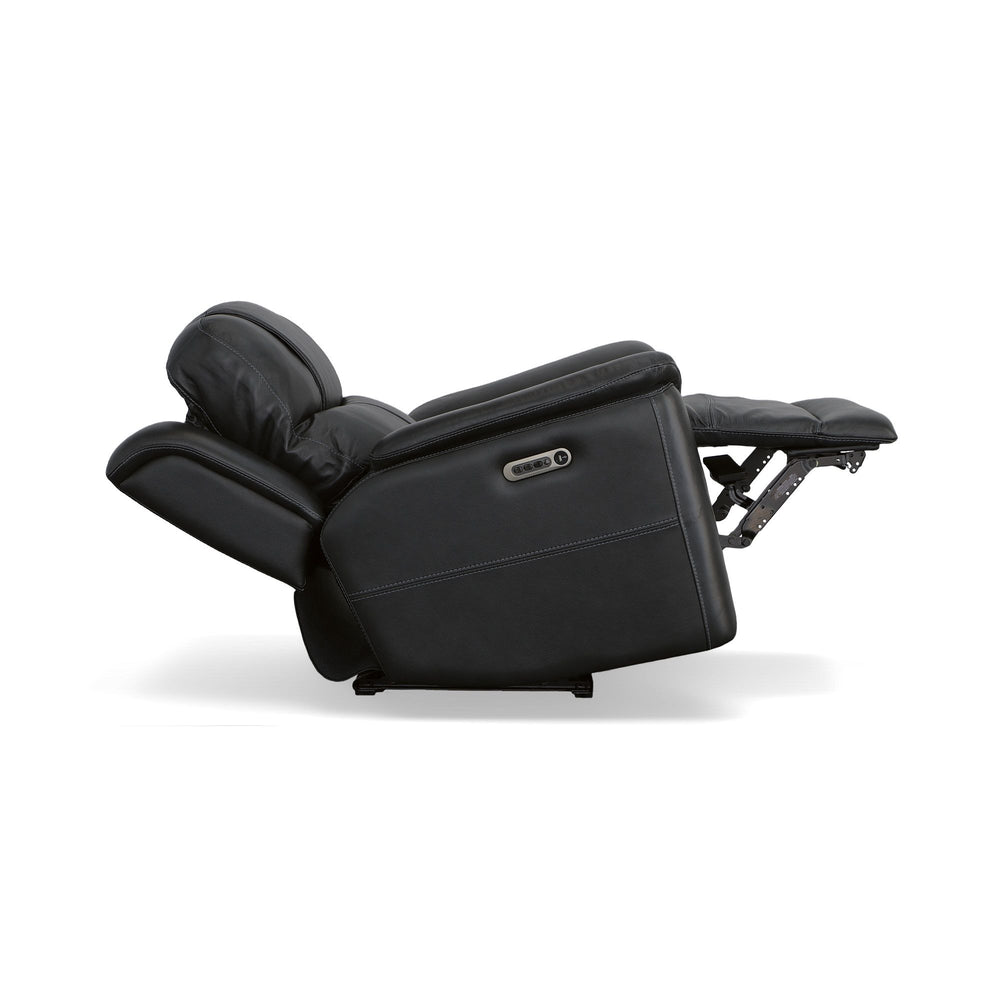Crew Leather Power Recliner with Power Headrest & Lumbar in Raven