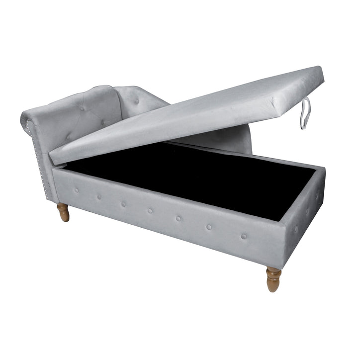 grey-velvet-lounge-chaise-with-storage-pillow-modern-upholstered-rolled-arm