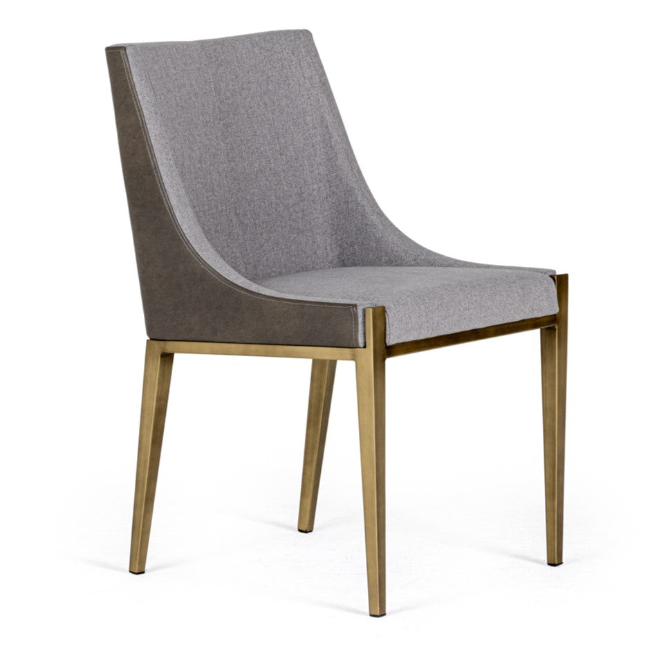 Fairview  Modern Grey & Brass Dining Chair