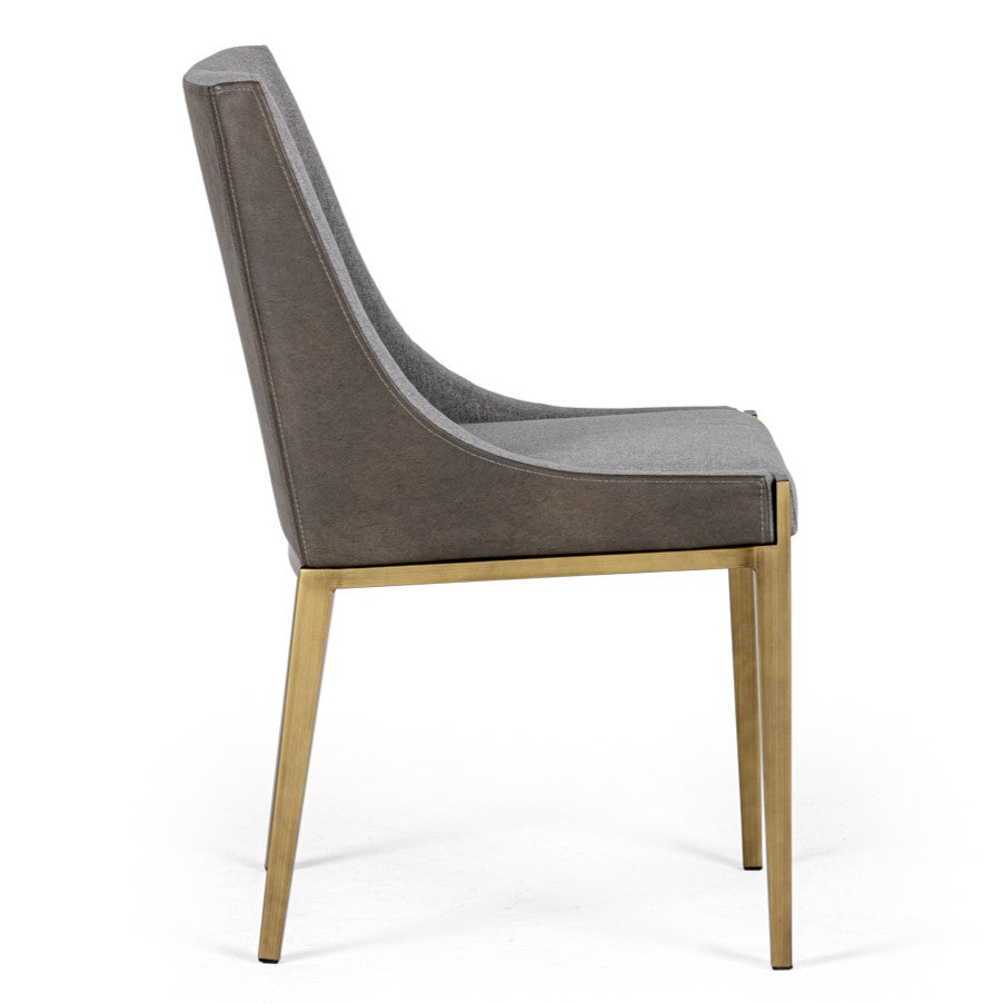 Fairview  Modern Grey & Brass Dining Chair