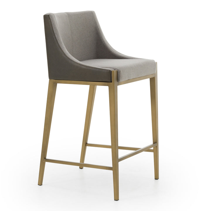 Fairview - Contemporary Grey + Brass Counter Stool