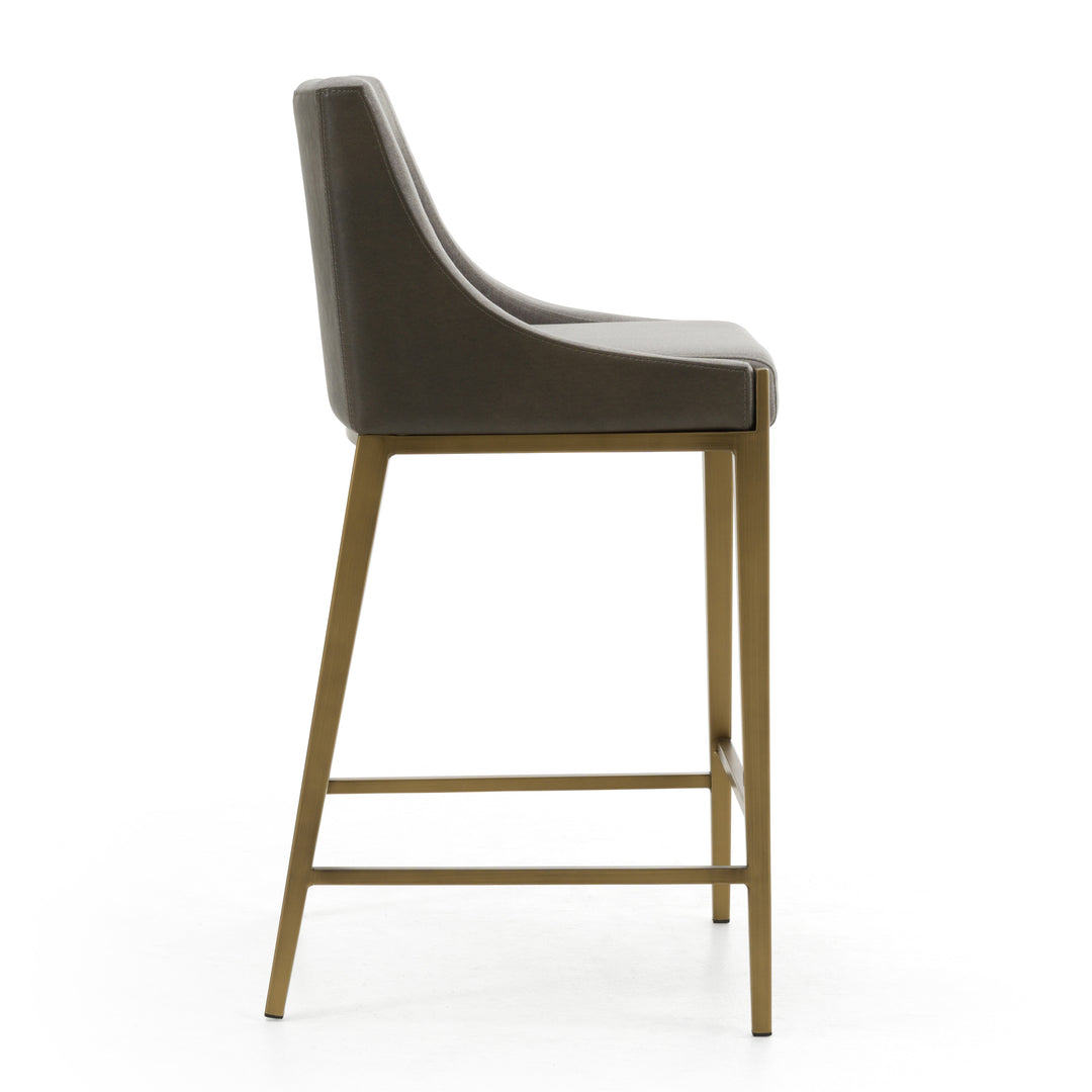 Fairview - Contemporary Grey + Brass Counter Stool