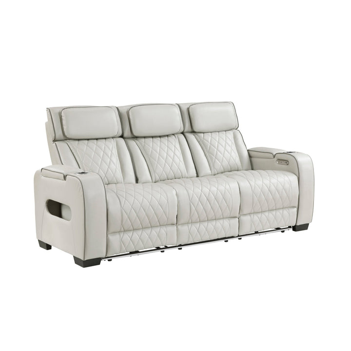 Fairway Power Double Reclining Loveseat with Console, LED Lighting &amp; USB Charging – Taupe Power Reclining Sofa modern furniture Contempo Furniture